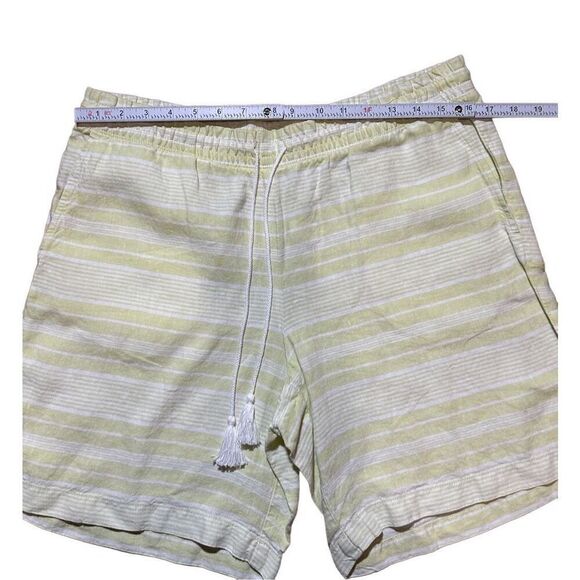 NEW J Jill 100% Linen Drawstring Striped Shorts Citron White Size M linen legenl - Picture 6 of 9